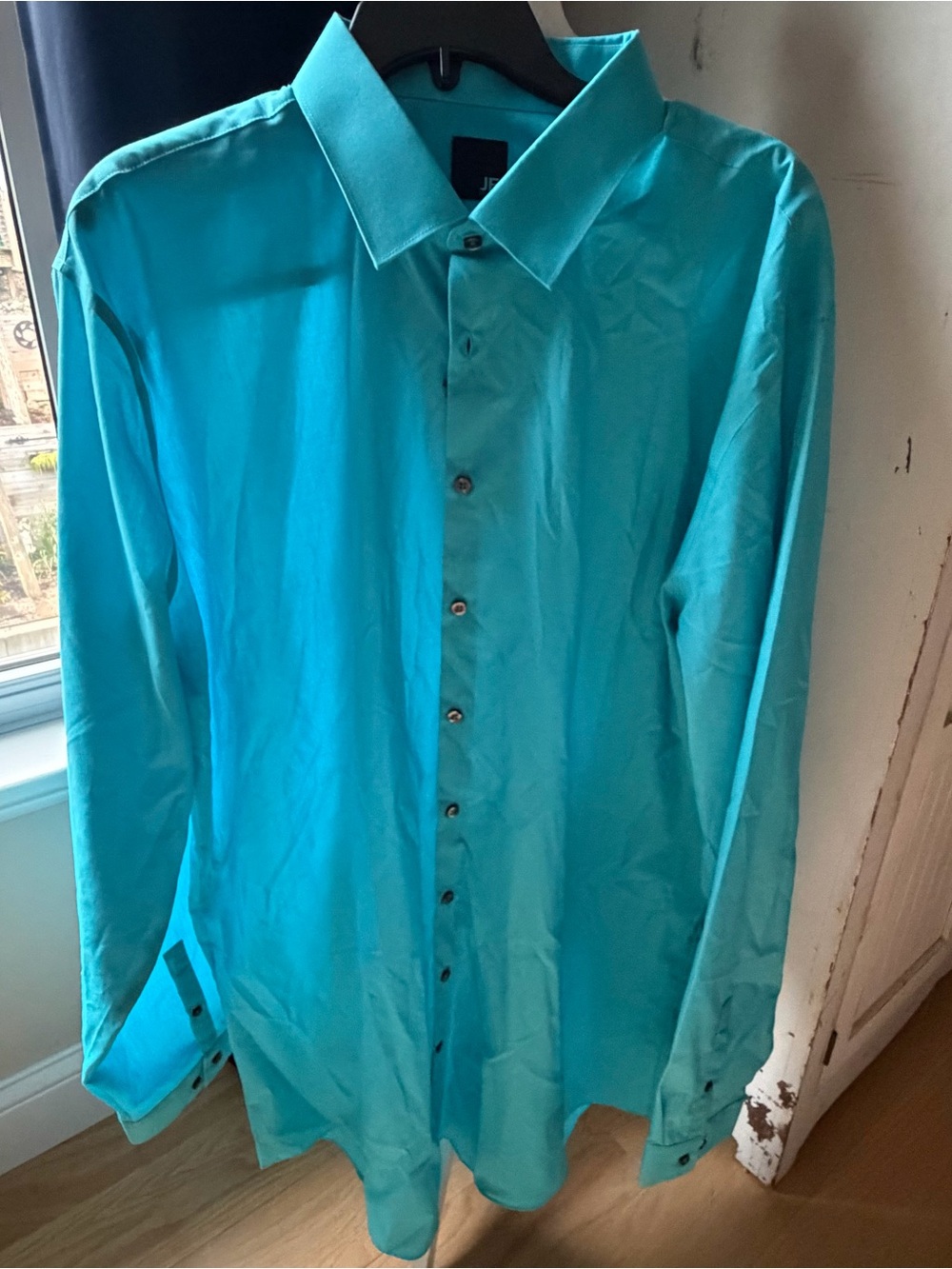 NWT jf j.ferrar Men's Bug & Tall Turquoise Button-Down Dress Shirt